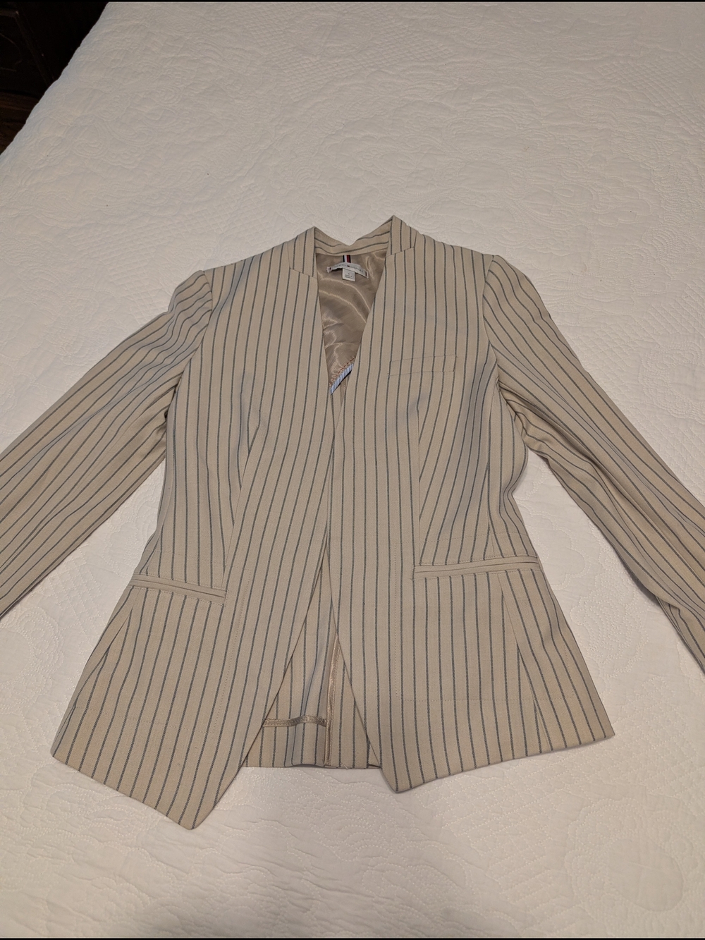 Tommy Hilfiger Cream Blazer with Navy Pinstripes
